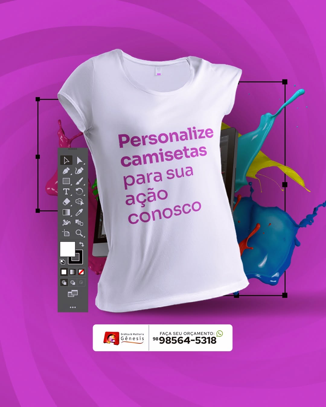 Camiseta personalizada apresentada pela Gráfica Gênesis.
